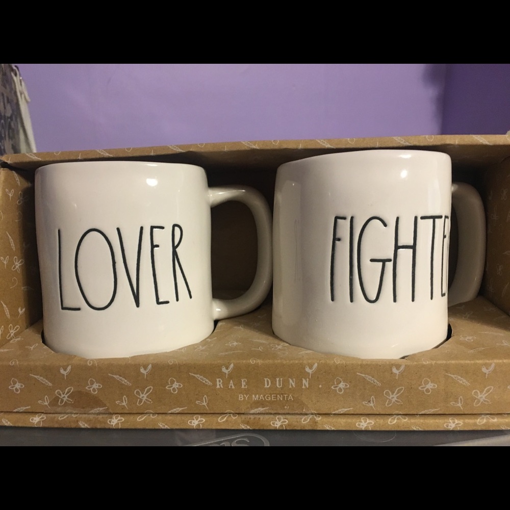 Lover and Fighter Rae Dunn mug set